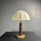 Midcentury brutalist wood turned mushroom table lamp, Charles Dudouyt style