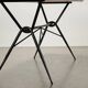 1960s vintage table made of wood and metal with a glass top, Italy.