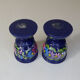 Pair of folk ethnic art coquetiers in vintage turned wood