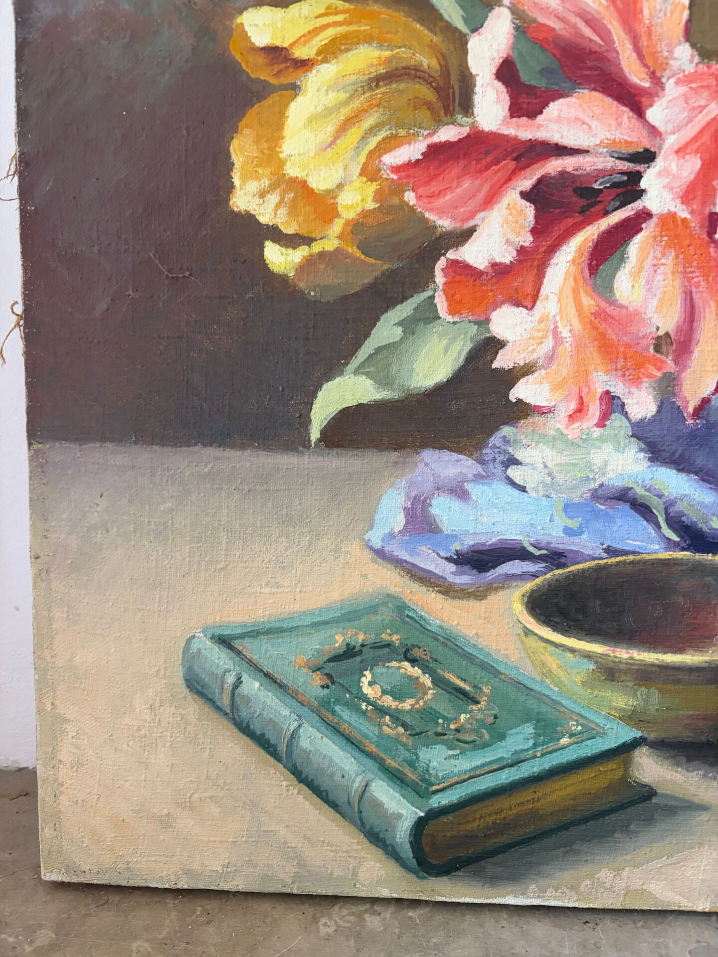 Nature morte, huile sur toile  signée Biacabe