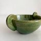 Antique green glazed ceramic bowl with handles, Tamegroute type