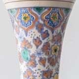 Pair of coloured ceramic table lamps in Art Nouveau style, 1918, with new shades.