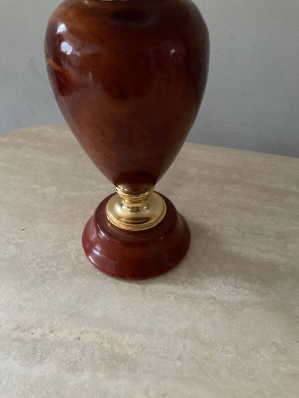 Lampe maison Le Dauphin en bois et laiton années 70-80