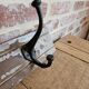 Solid teak coat hook with 4 double cast iron hooks