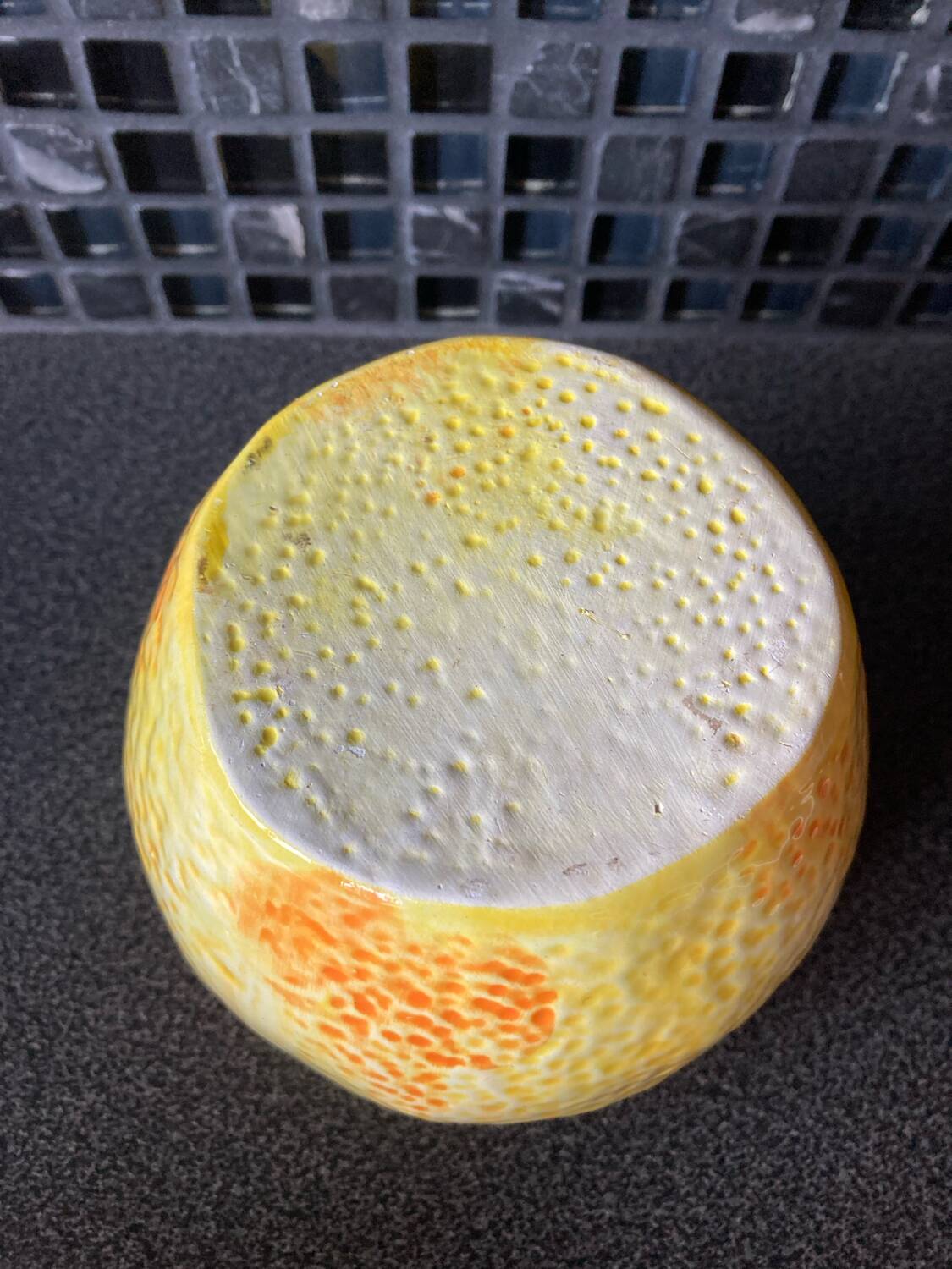 Orange slip sugar bowl