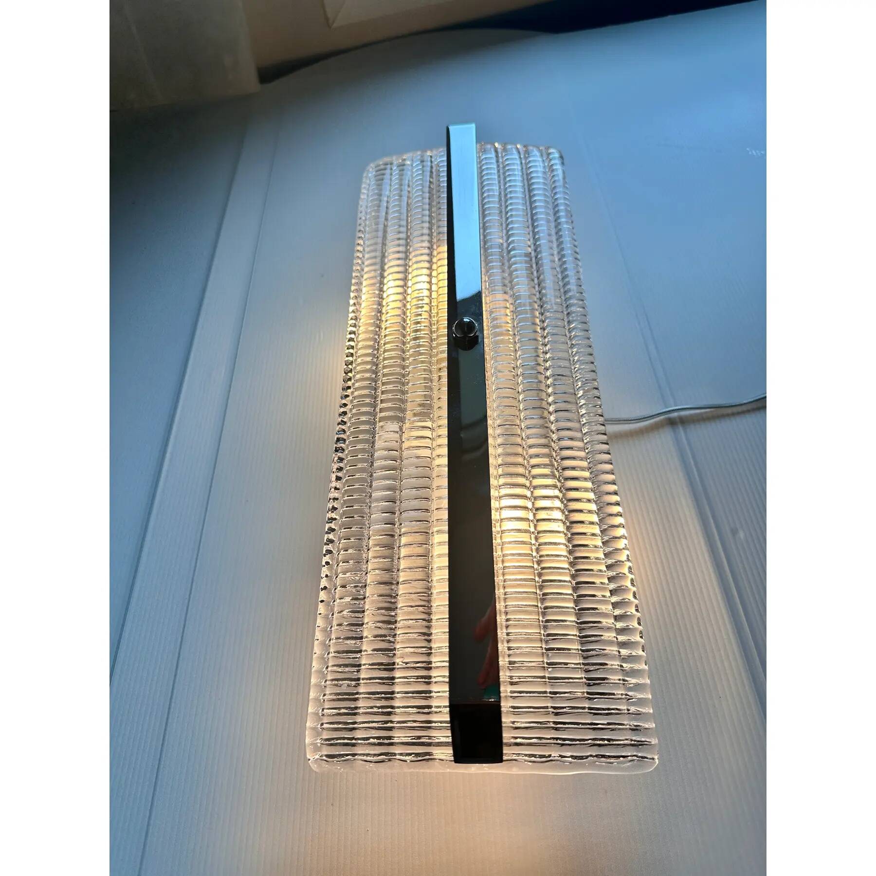 Contemporary Rectangular Murano Glass Wall Sconces With Chrome Finish