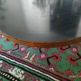 Tripod table in black formica and oak