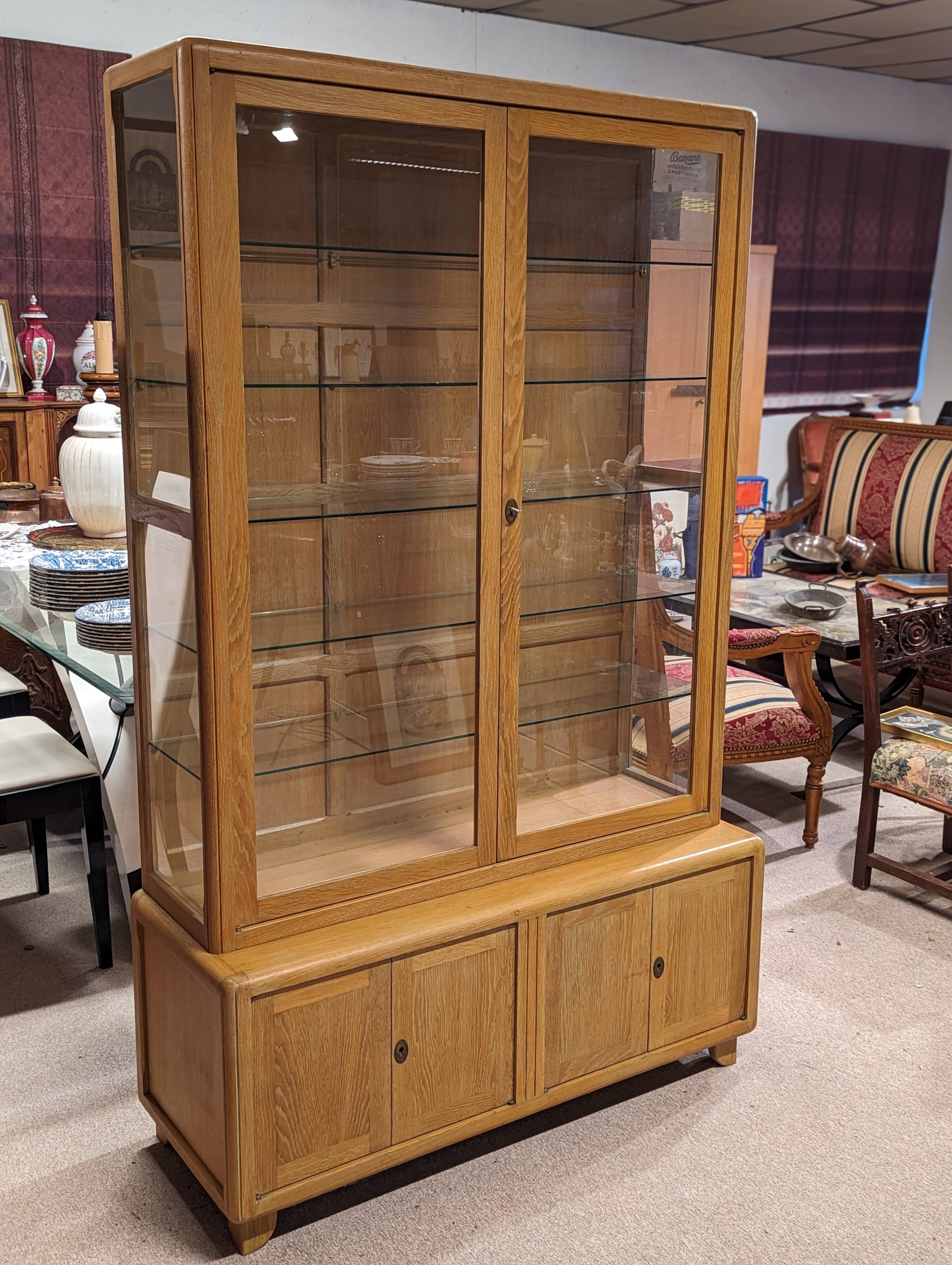 Limed oak display case from the 1940s