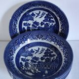 6 Willow blue English porcelain bowls