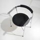 4 chaises en métal chromé et cuir noir, années 1980