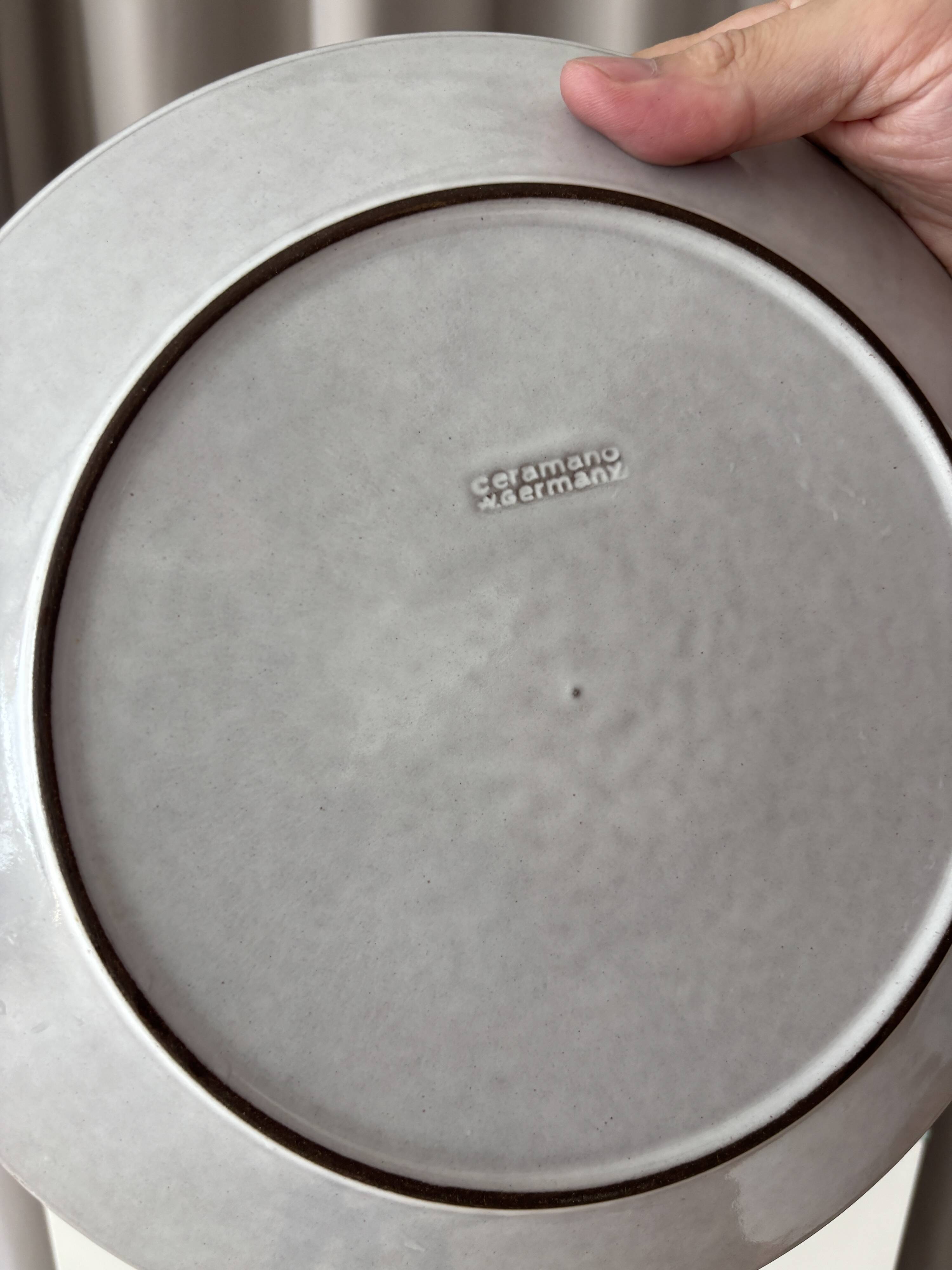 Vintage Ceramano Germany Grey Stoneware Dinner Plate | Mid-Century