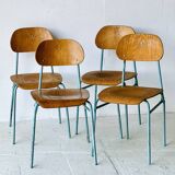 Chaises d'école industrielle, lot de 4
