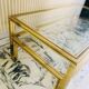 Coffee table with 2 brass and glass tops signed Pierre Vandel Paris, circa 70s.