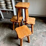 Brutalist wooden stool