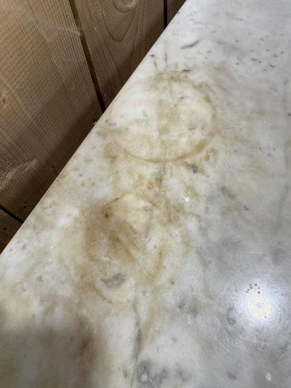 Table de toilette en bambou et marbre 1900