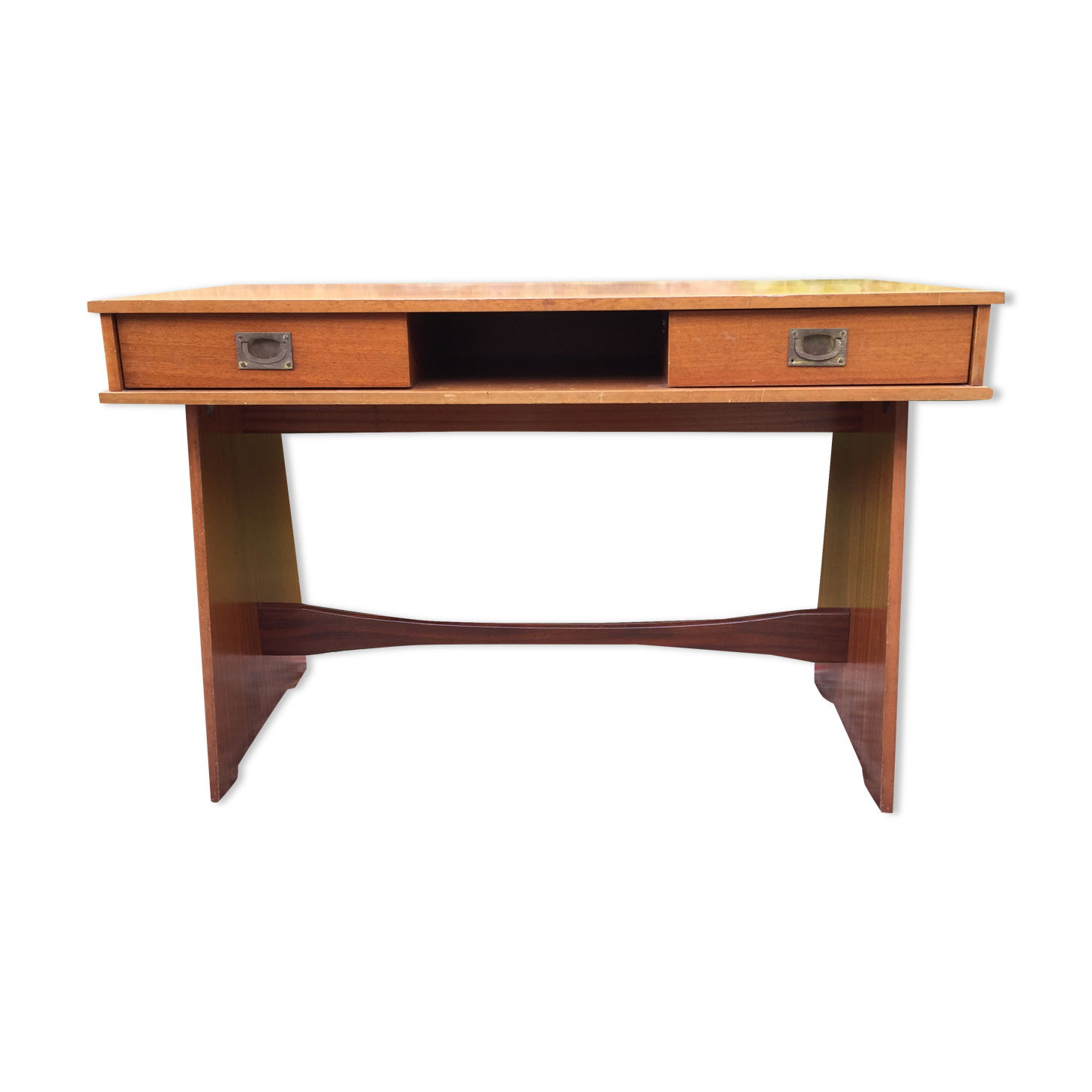 Bureau marine vintage en teck à 2 tiroirs