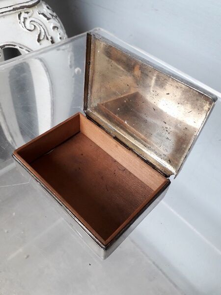Box in silver metal and mahogany 1940