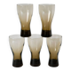 Set of 5 large Long Drink glasses in smoked glass Design, 1970