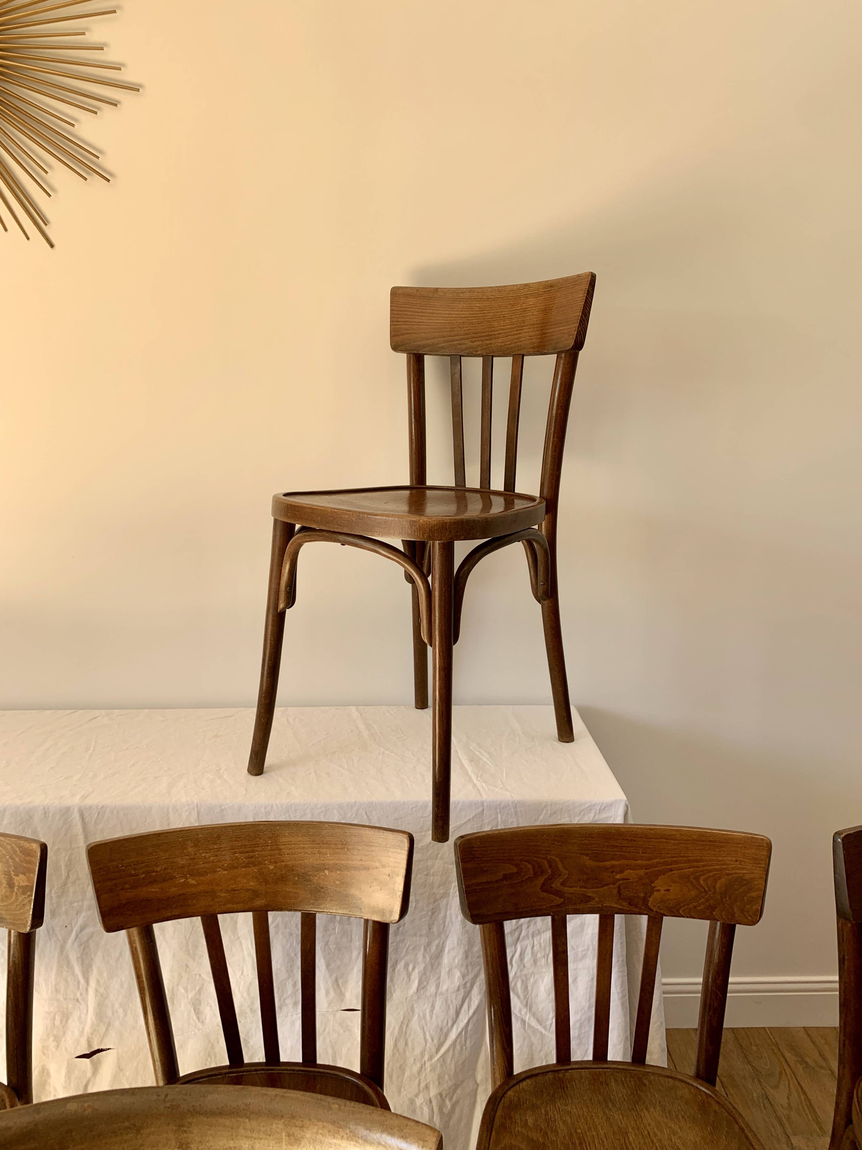 set of 6 bentwood bistro chairs from the 1950s