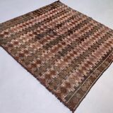 Large Vintage Turkish Kilim Rug 180x182 cm Wool Kelim, Square