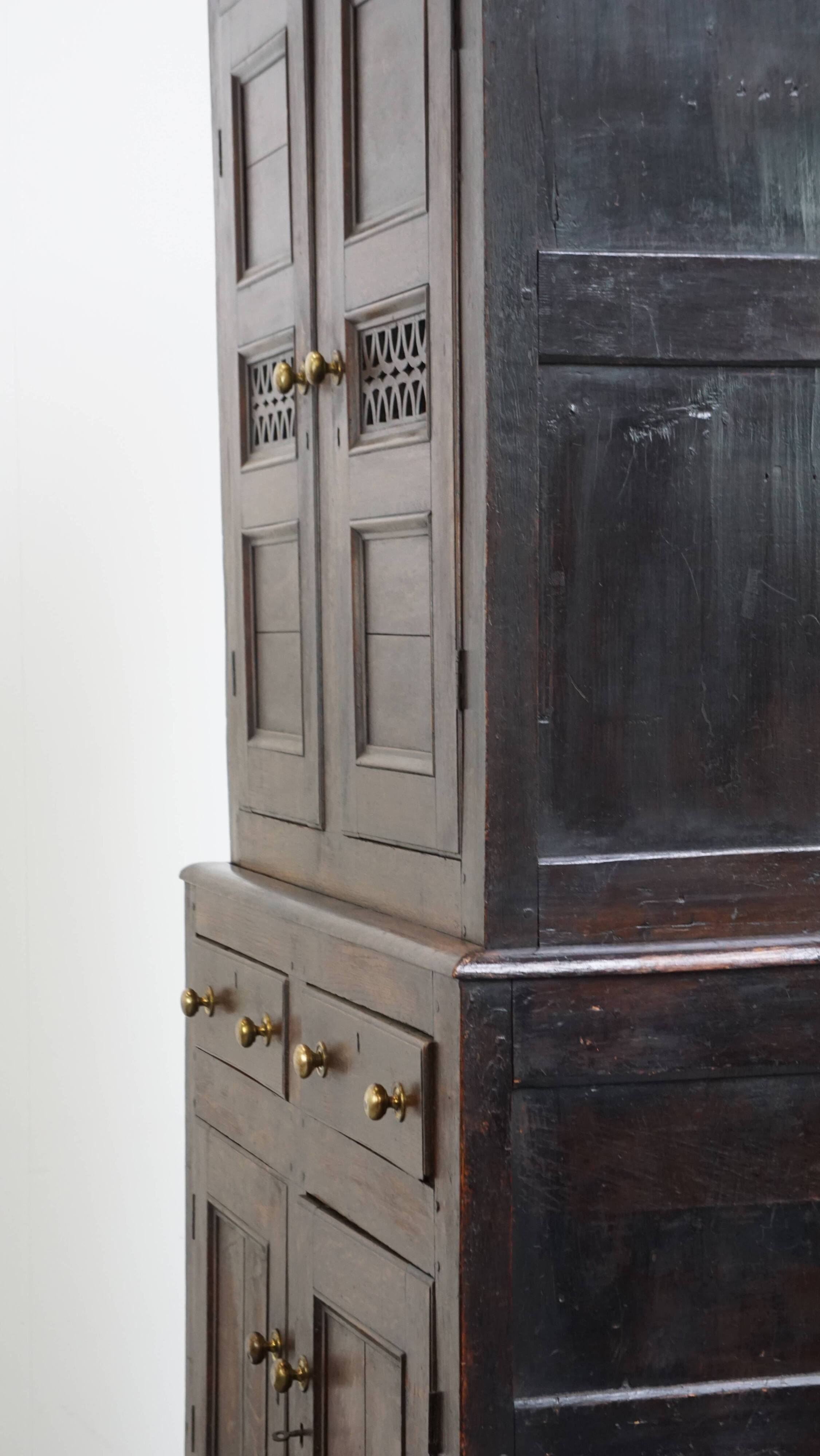 Antique English Oak Food Cupboard from the Late 18th / Early 19th Century