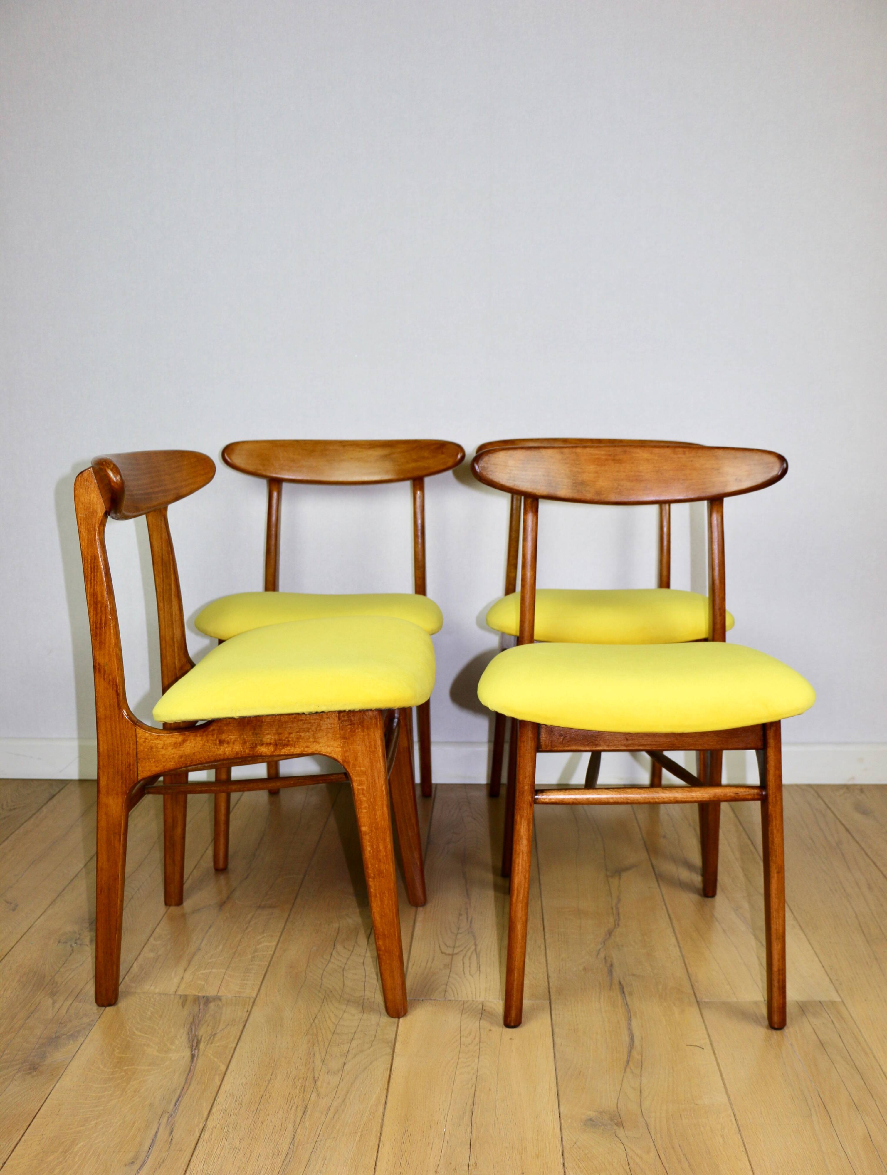 Hałas vintage chairs yellow vintage - set of 4 - great set