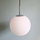 Large pendant lamp in white satin opal glass, Glashütte Limburg, 1970