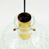 Plafonnier Mid-Century en verre bullé et laiton – H. Tynell pour Limburg, années 60