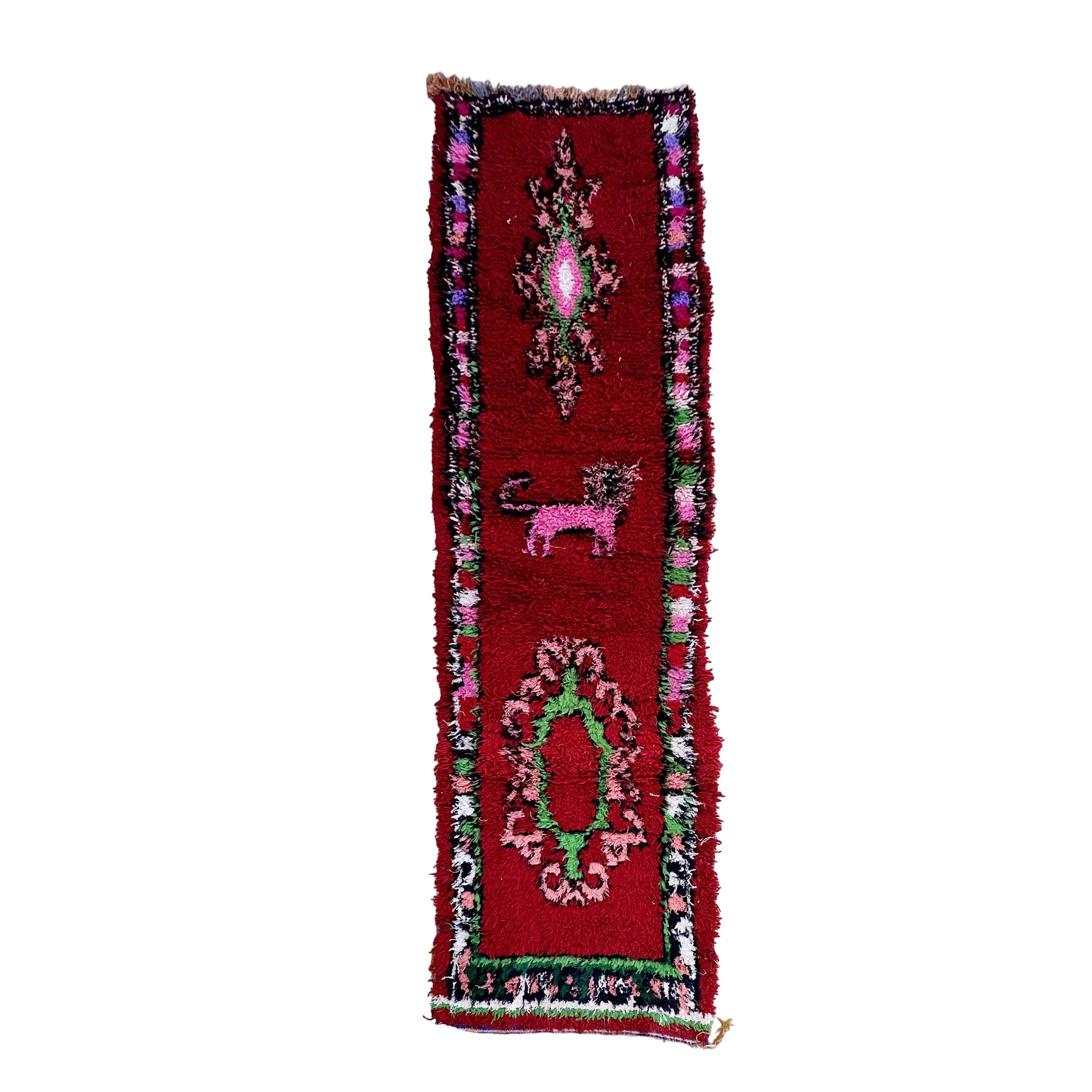 Red Boujad Moroccan rug - 337 x 93 cm