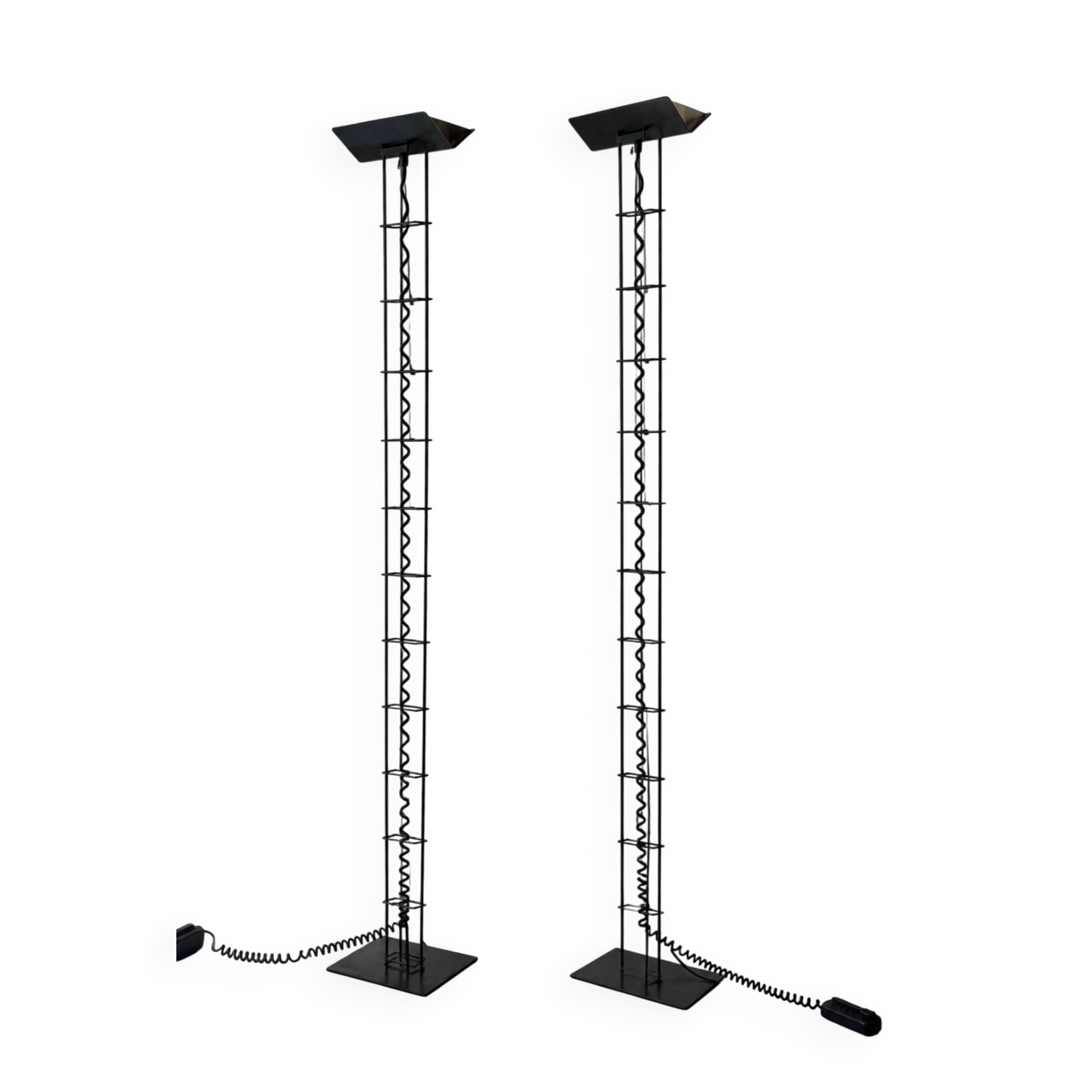 Pair of black Postmodern floor lamps by Arelux, 1980s
