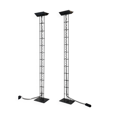 Paire lampadaire Postmoderne noir de Arelux, 1980s