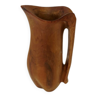 Vintage olive wood carafe pitcher