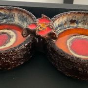 Vintage 1970s glazed ceramic trinket tray