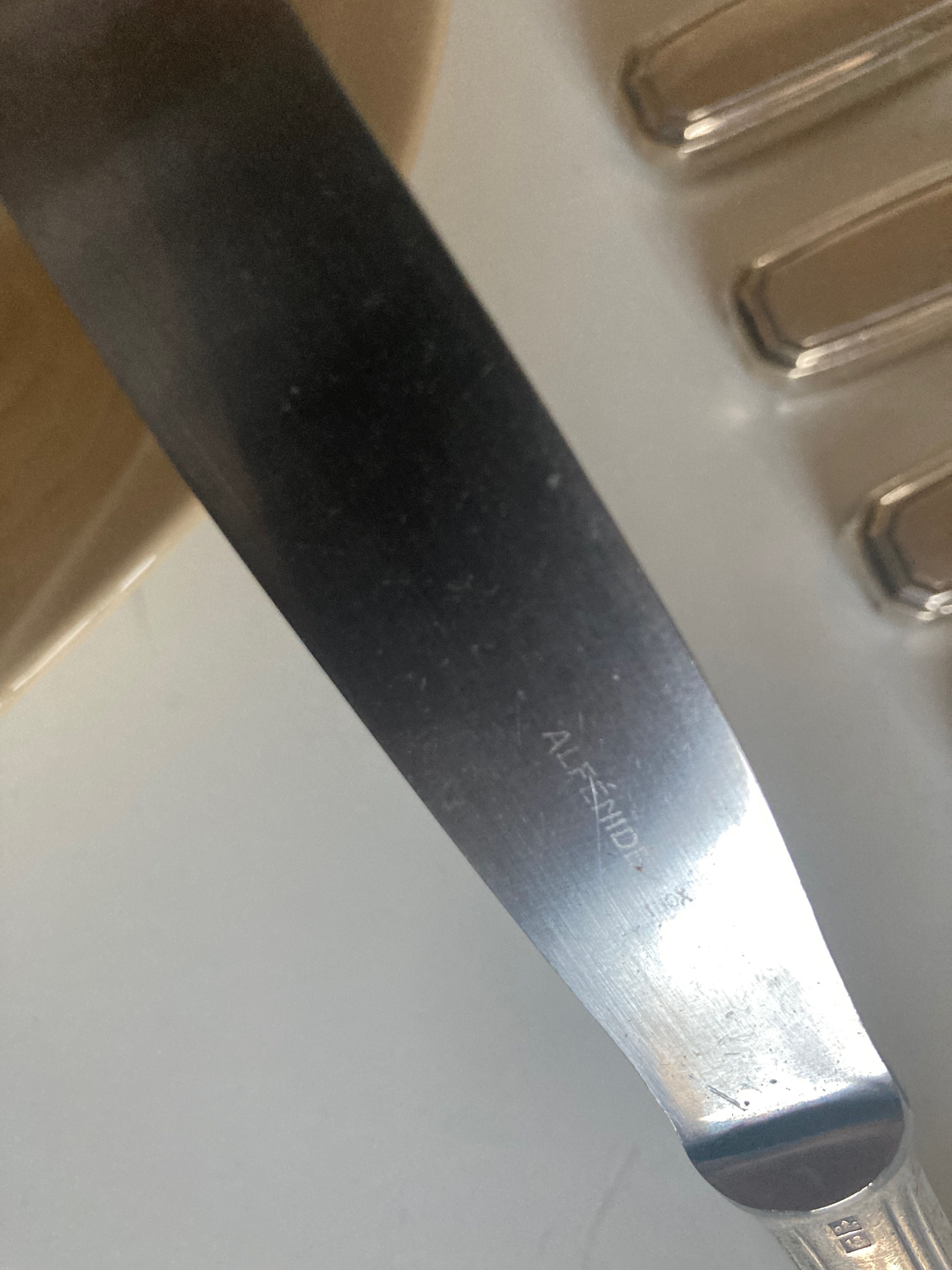 Set of 11 knives Christofle Alfénide Saturn modernist silver metal