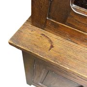 XL vintage display cabinet in wood, very tall, with embossed glass.