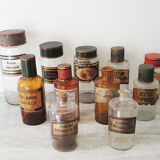 Old pharmacy jar, apothecary bottle, crystallized boric acid