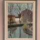 Original Swedish Oil on Canvas - "Landscape with Trees and Buildings" by Ingvar Björk - 1948 - Vintage - Framed - 62 × 48 cm (24.4" × 18.9")