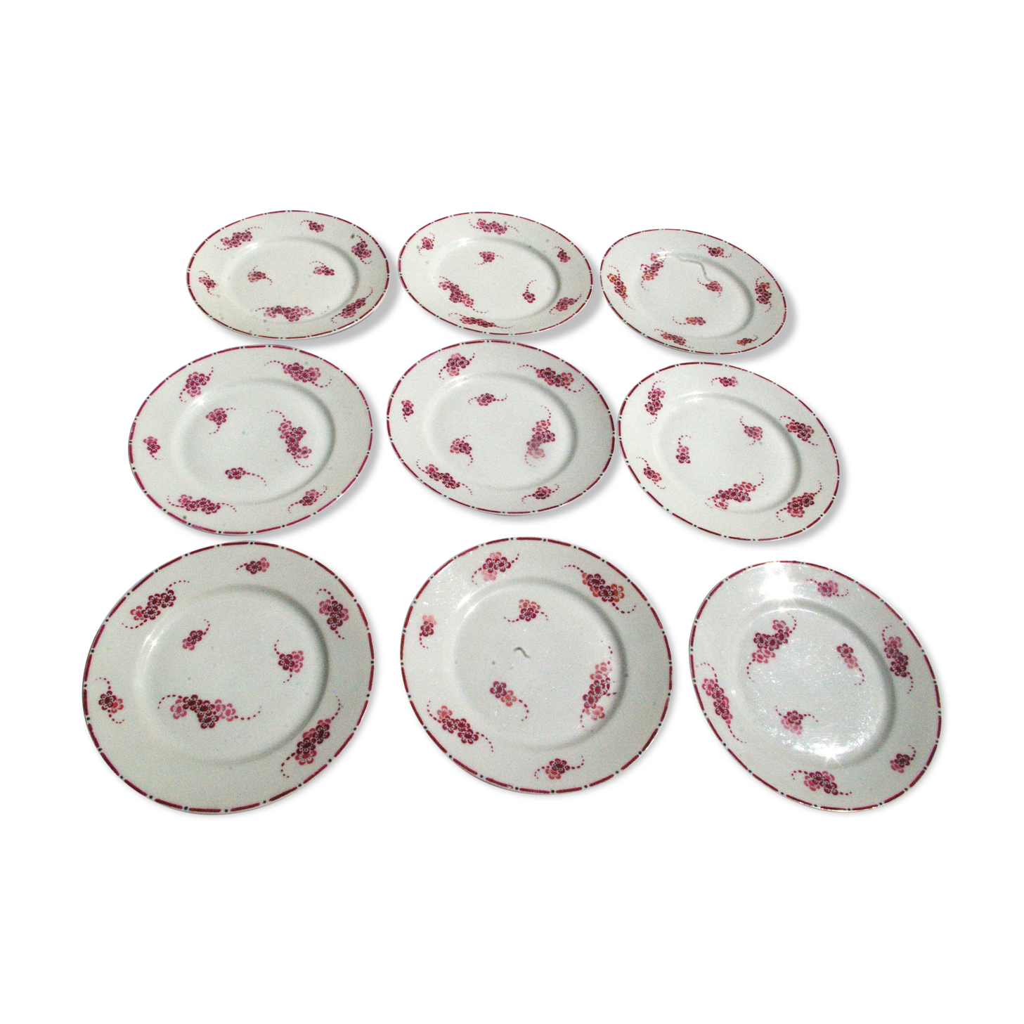 9 Dessert Plates in Limoges Art Deco Porcelain Lise de Goupy