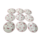 9 Dessert Plates in Limoges Art Deco Porcelain Lise de Goupy
