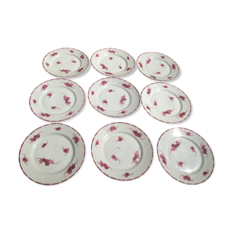 9 assiettes à dessert en porcelaine de Limoges art déco lise de goupy