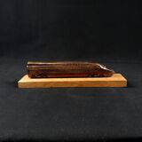 Bronze TGV on a wooden base, scale model of the TGV Sud-Est from the 1980s