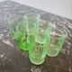 Set of 6 antique glasses in uraline – uranium glass – vintage