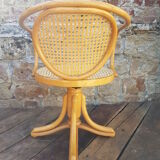 Fauteuil de bureau bois courbé et rotin