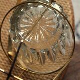 Seau à glaçons en verre dans structure métal doré vintage
