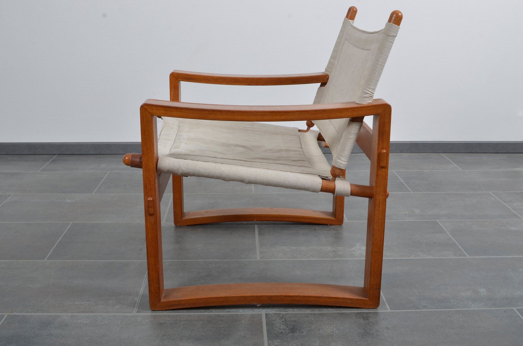 Mid-century mahogany safari chair by Burge Jensen for Bernstorffsminde M-belfabrik