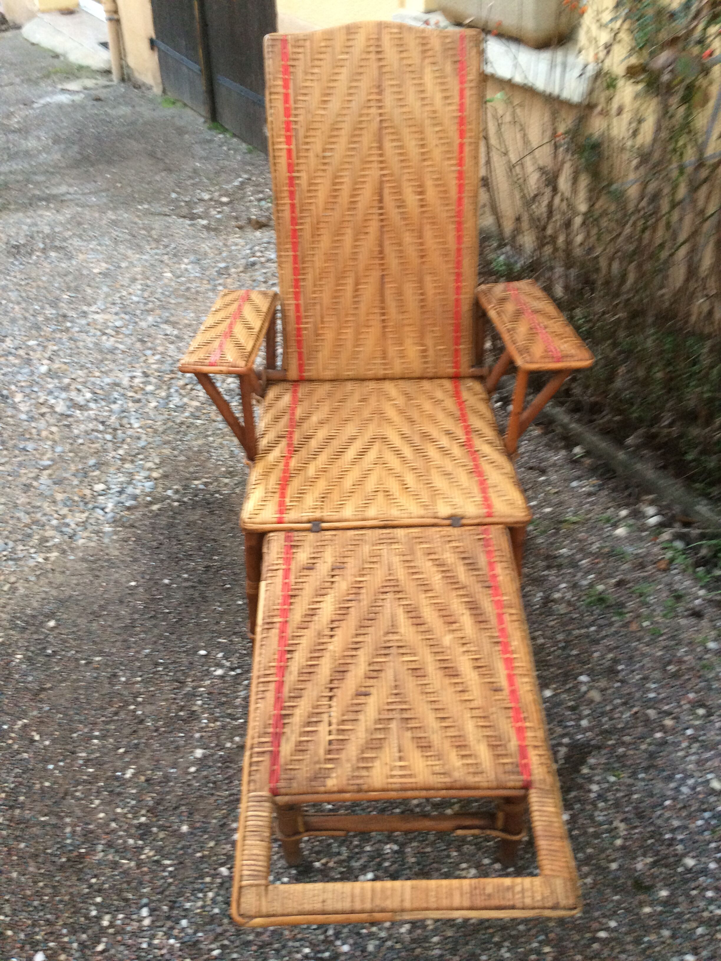 Vintage rattan long chair