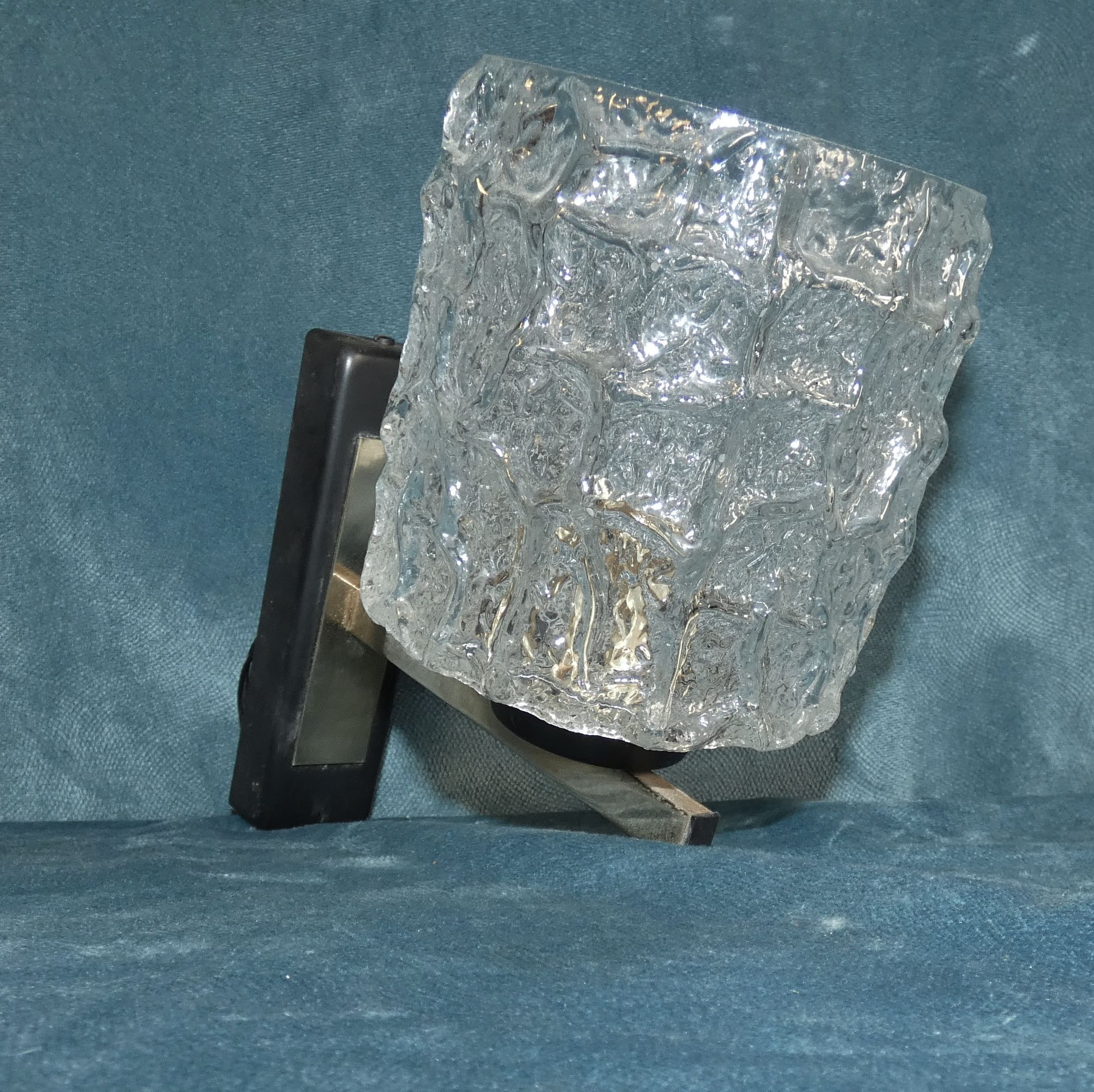 Wall lamp vintage Arlus tulip glass ice cube structure lacquered metal brass 1950