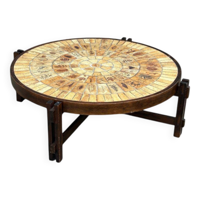 Table Basse Circulaire « les Herbiers «  Par Roger Capron - Céramique 1960 Vallauris