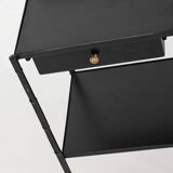 Vintage coffee table in iron (faux bamboo) and black escay. France, 1960s.