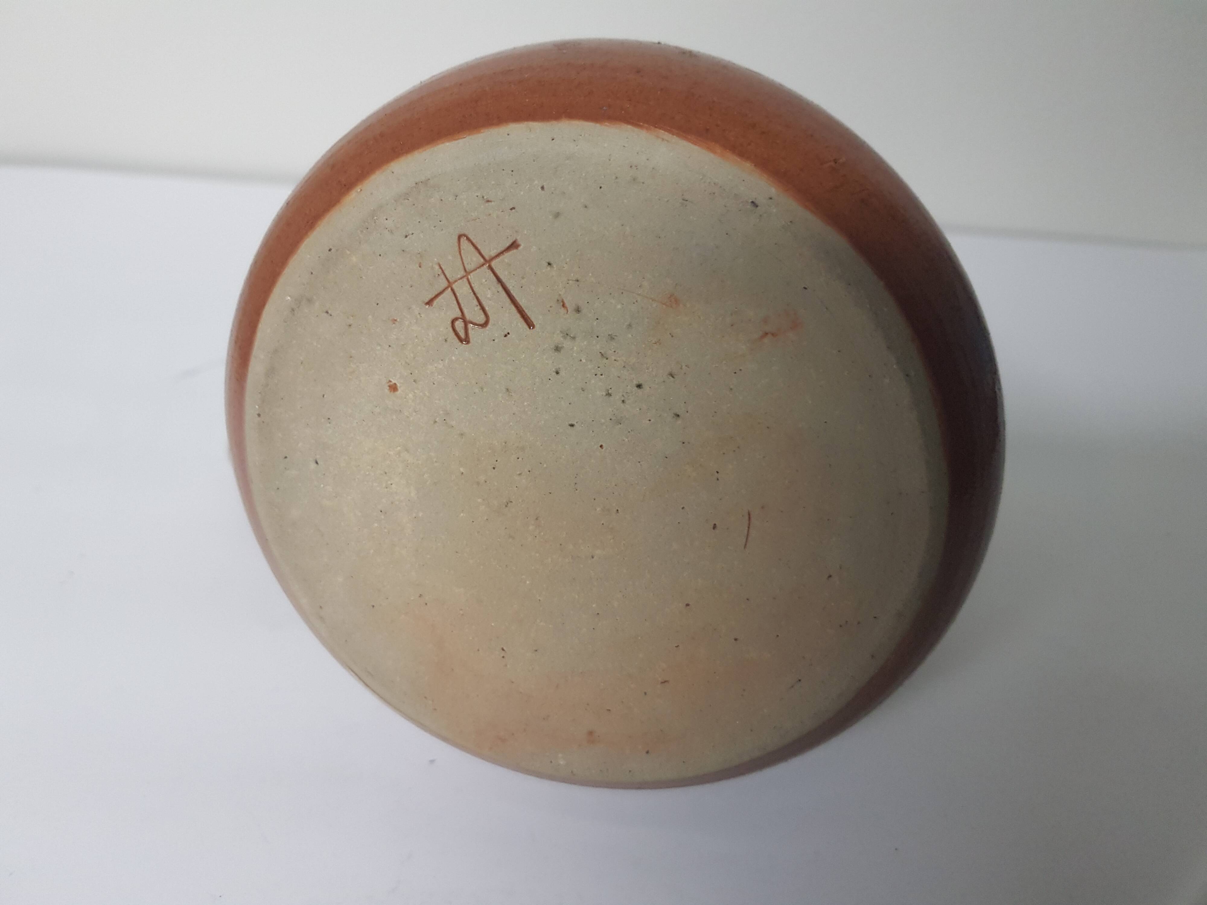 Set of 3 ceramic pitchers / milk jugs Signed Daniel Auger (Puisaye)